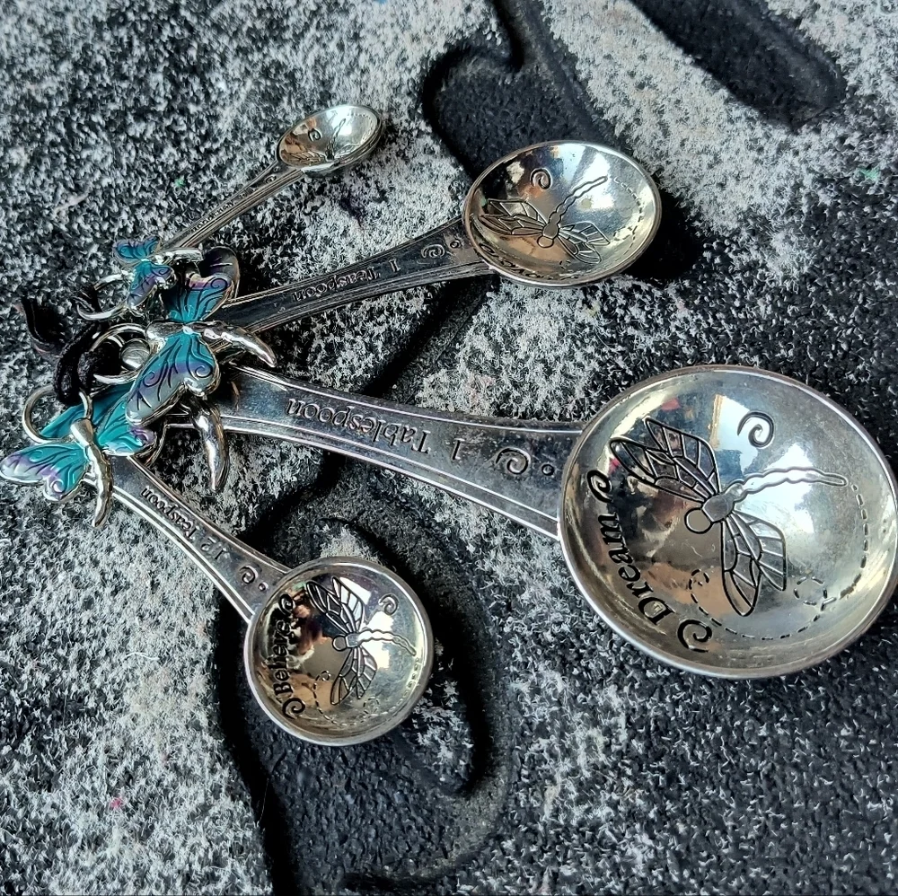 4-Piece Set Dragonflies Measuring Spoons Inspire Believe Love Dream Nice Set